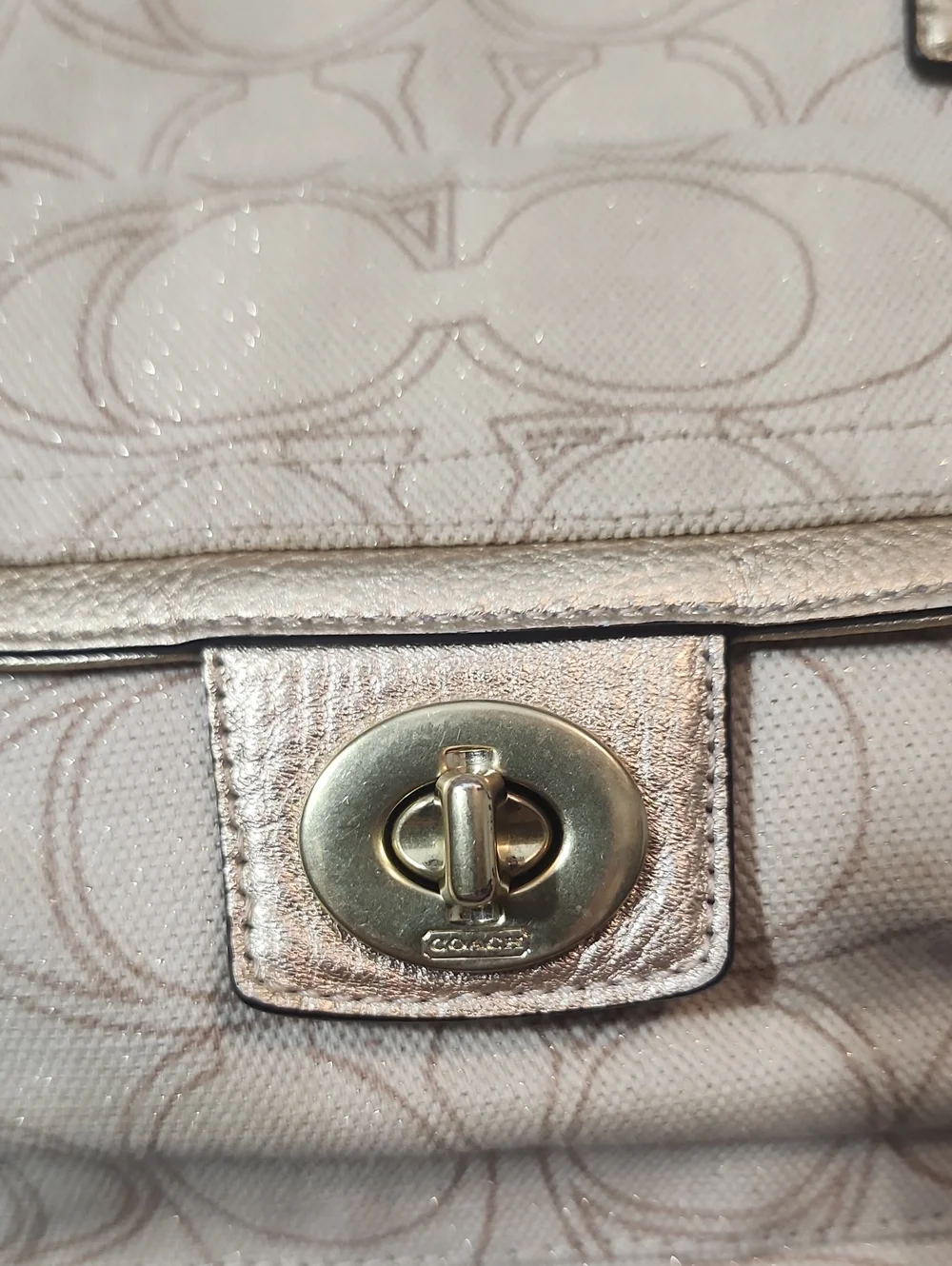 Coach Signature Canvas Tote in Beige with Gold Hardware